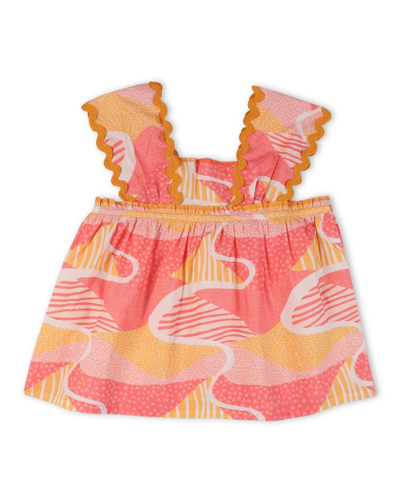 Candy Escape Printed Sleeveless Cotton Flare Top | Verified Sustainable Kids Tops on Brown Living™