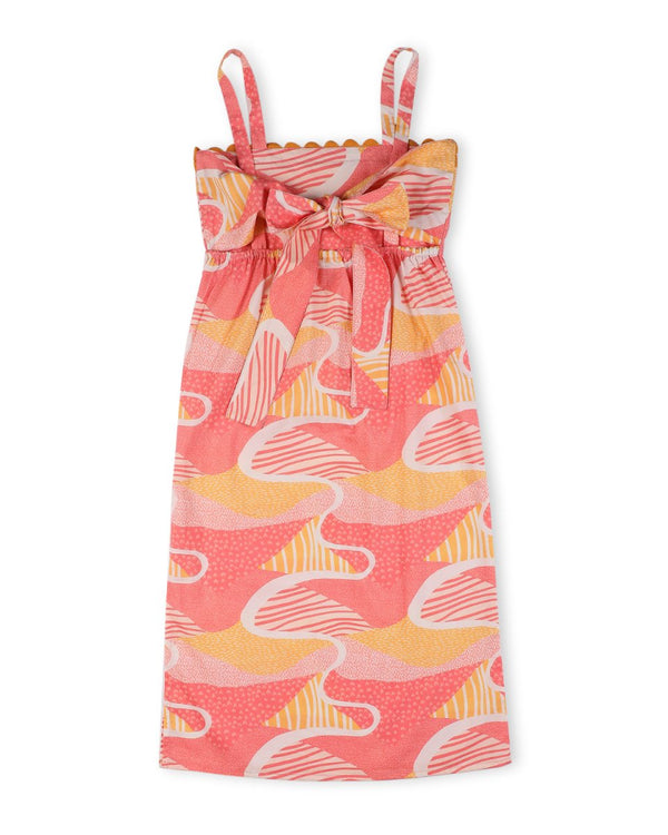 Candy Escape Printed Sleeveless Cotton Midi Dress with Tie - Up | Verified Sustainable Kids Frocks & Dresses on Brown Living™