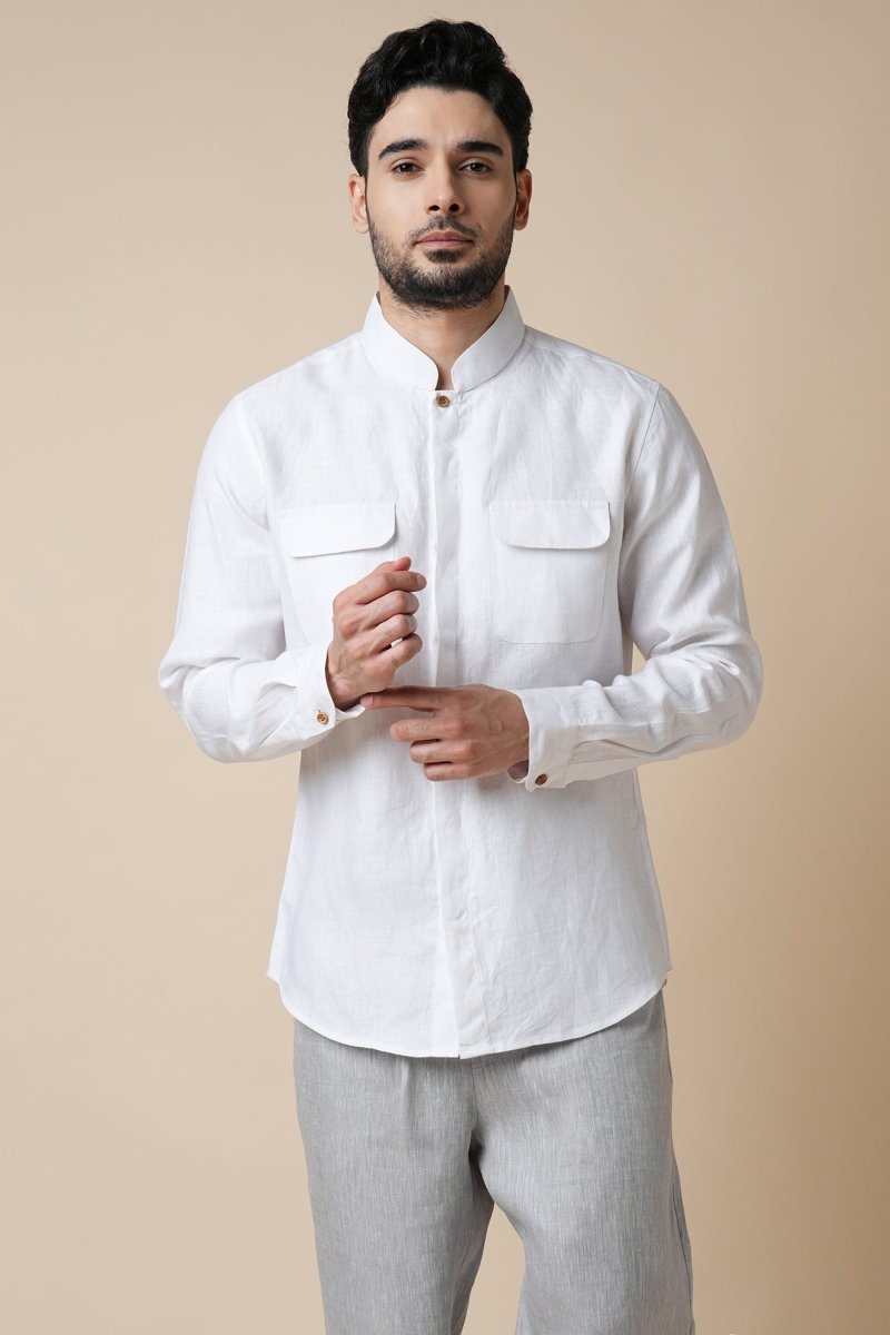 Celestial 100% Hemp Shirt - White | Verified Sustainable Mens Shirt on Brown Living™