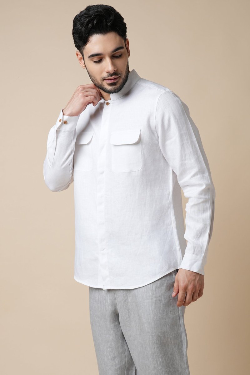 Celestial 100% Hemp Shirt - White | Verified Sustainable Mens Shirt on Brown Living™