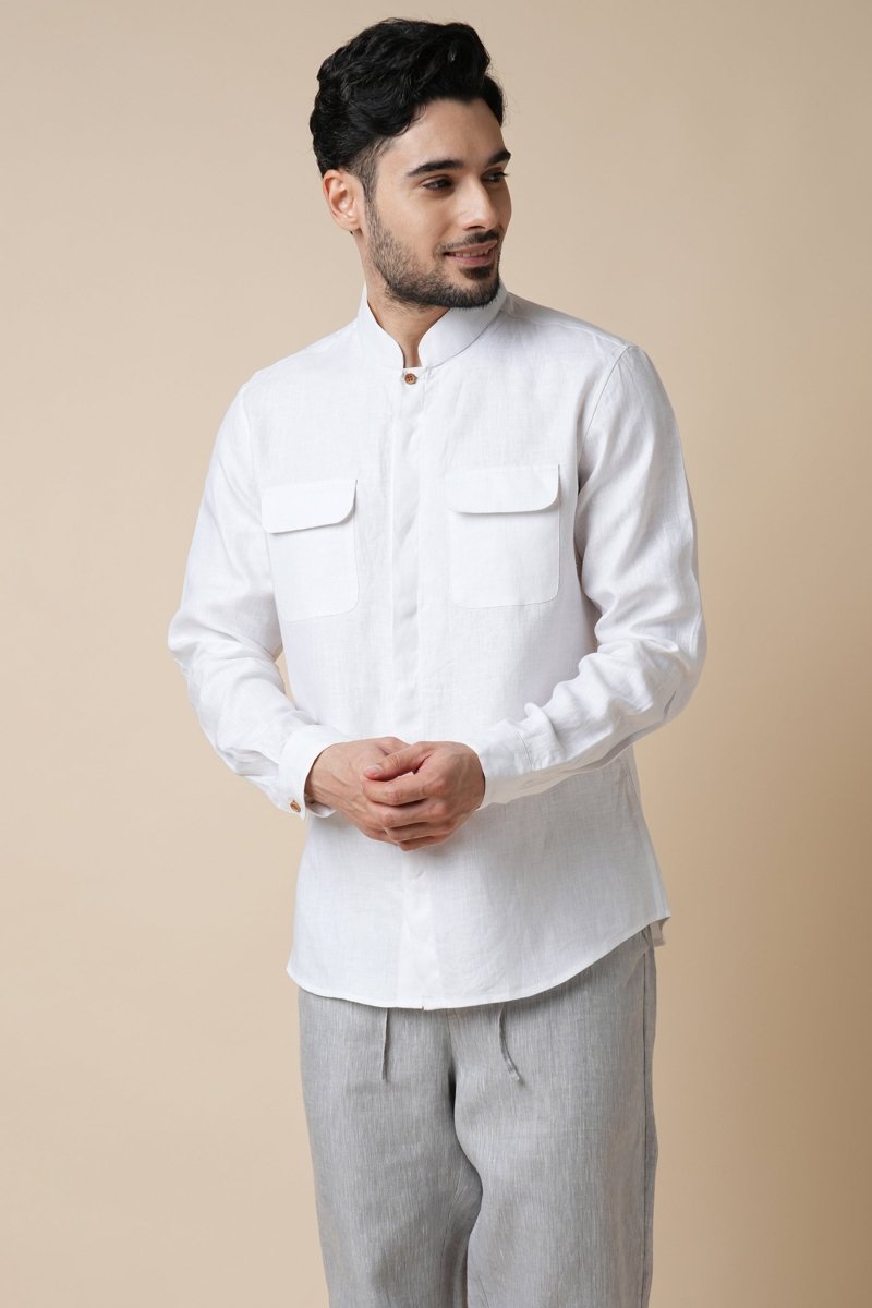 Celestial 100% Hemp Shirt - White | Verified Sustainable Mens Shirt on Brown Living™