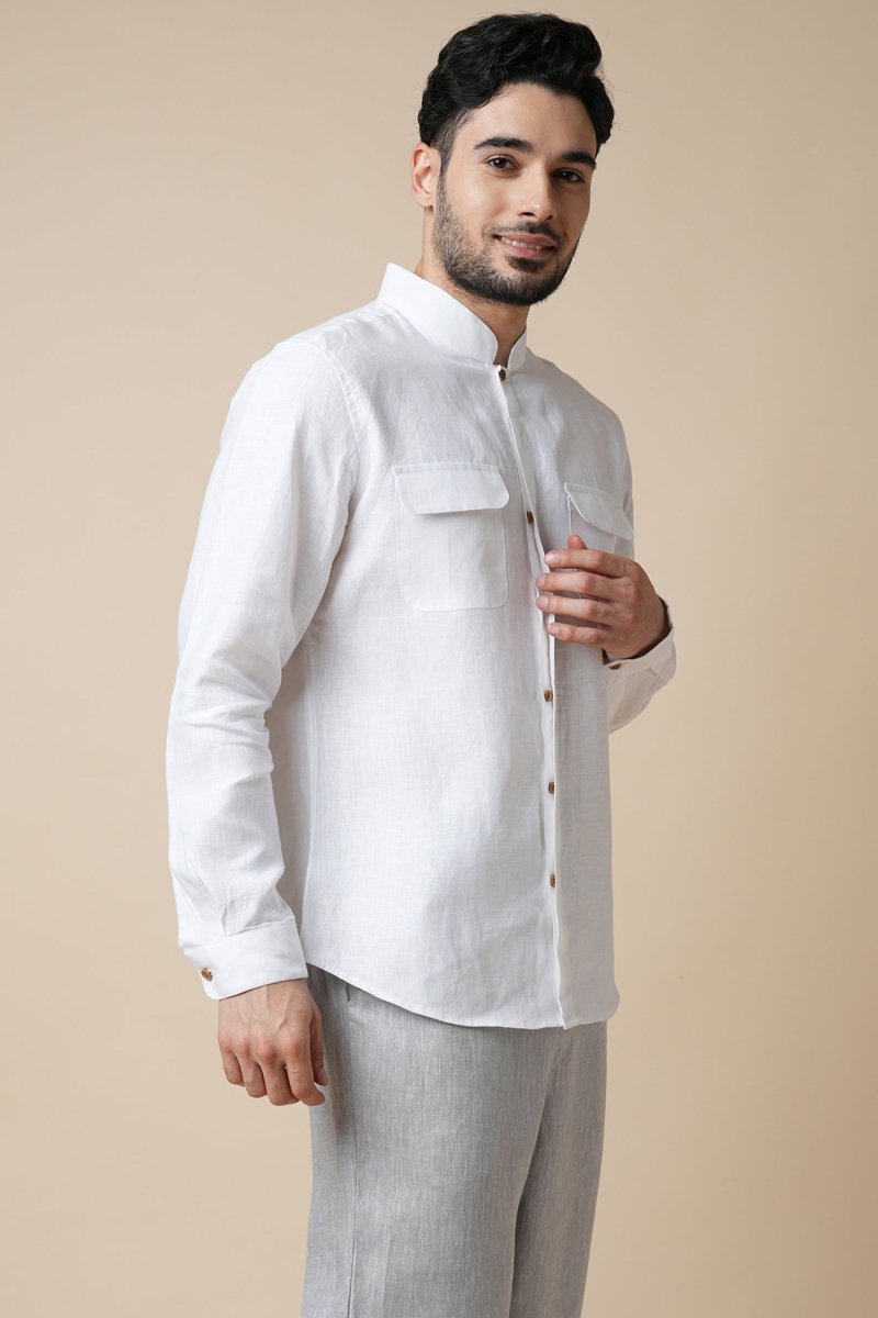 Celestial 100% Hemp Shirt - White | Verified Sustainable Mens Shirt on Brown Living™