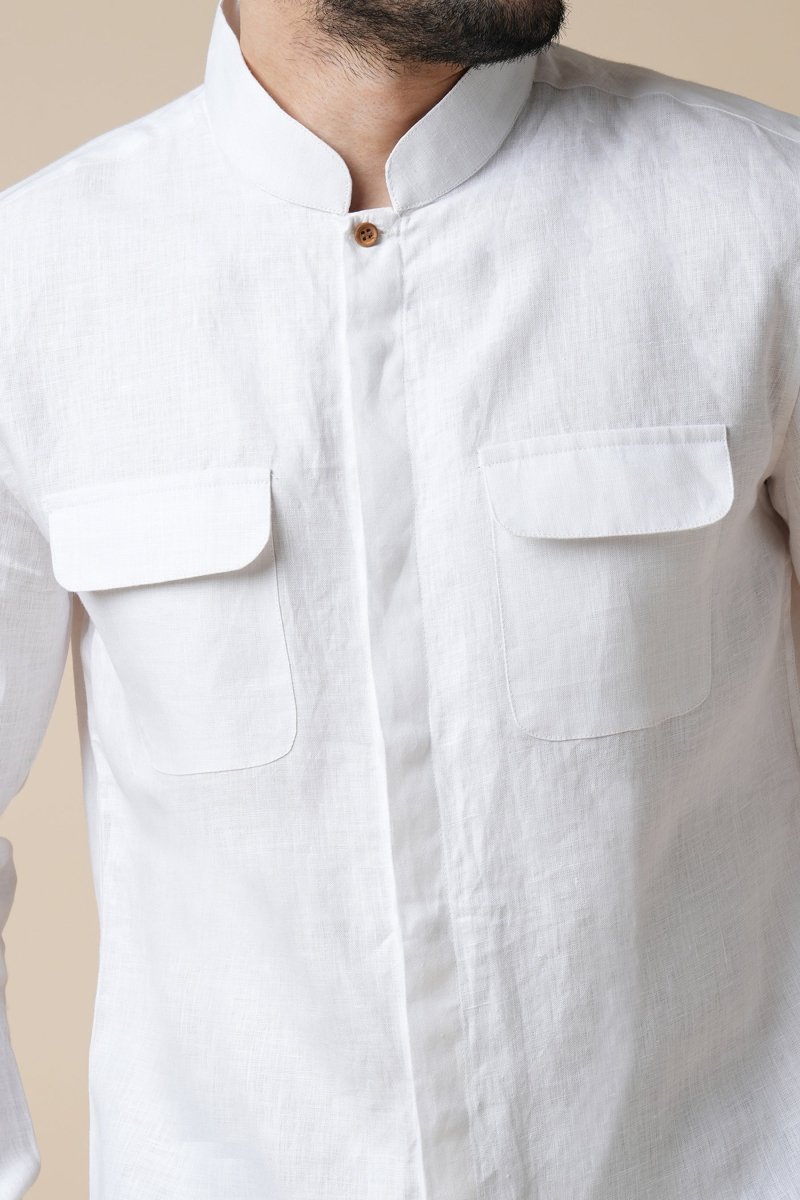 Celestial 100% Hemp Shirt - White | Verified Sustainable Mens Shirt on Brown Living™