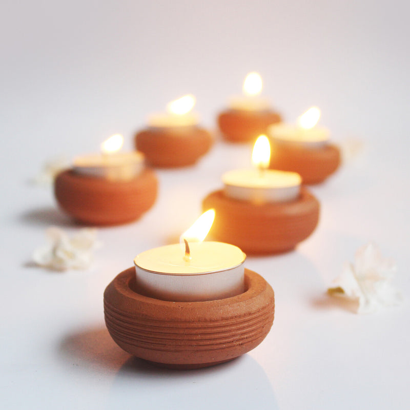 Tab Wheel Candle Holder- Set Of 6 with Free Soywax Tealights