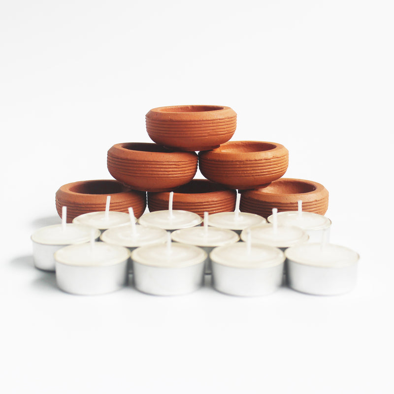 Tab Wheel Candle Holder- Set Of 6 with Free Soywax Tealights