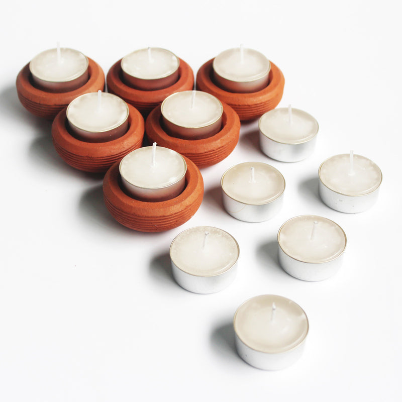 Tab Wheel Candle Holder- Set Of 6 with Free Soywax Tealights