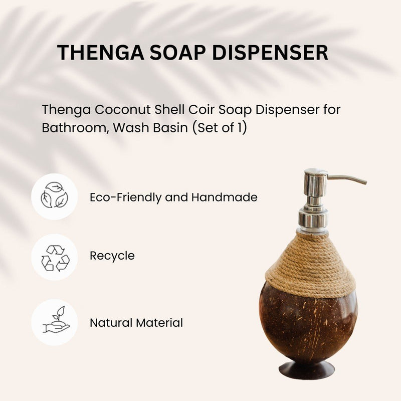 Coconut Shell Coir Pumb Soap Dispensers (Set of 1) | Verified Sustainable Bath Accessories on Brown Living™