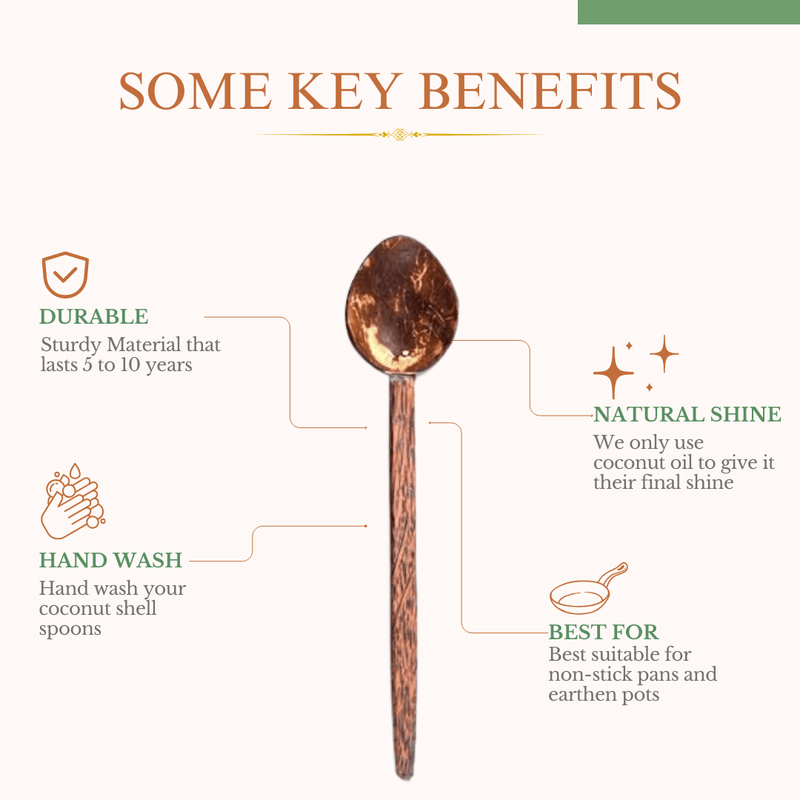 Coconut Shell Large Cooking Spoon Sets for Serving (Set of 3) | Verified Sustainable Cutlery on Brown Living™