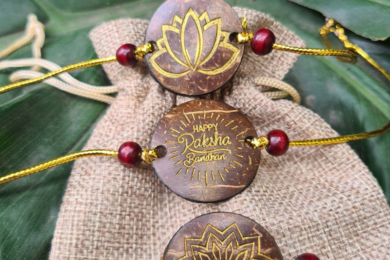 Coconut Shell Rakhi, Jute Potli & Raksha Bandhan Card | Verified Sustainable Rakhi on Brown Living™