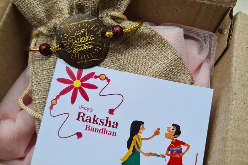 Coconut Shell Rakhi, Jute Potli & Raksha Bandhan Card | Verified Sustainable Rakhi on Brown Living™