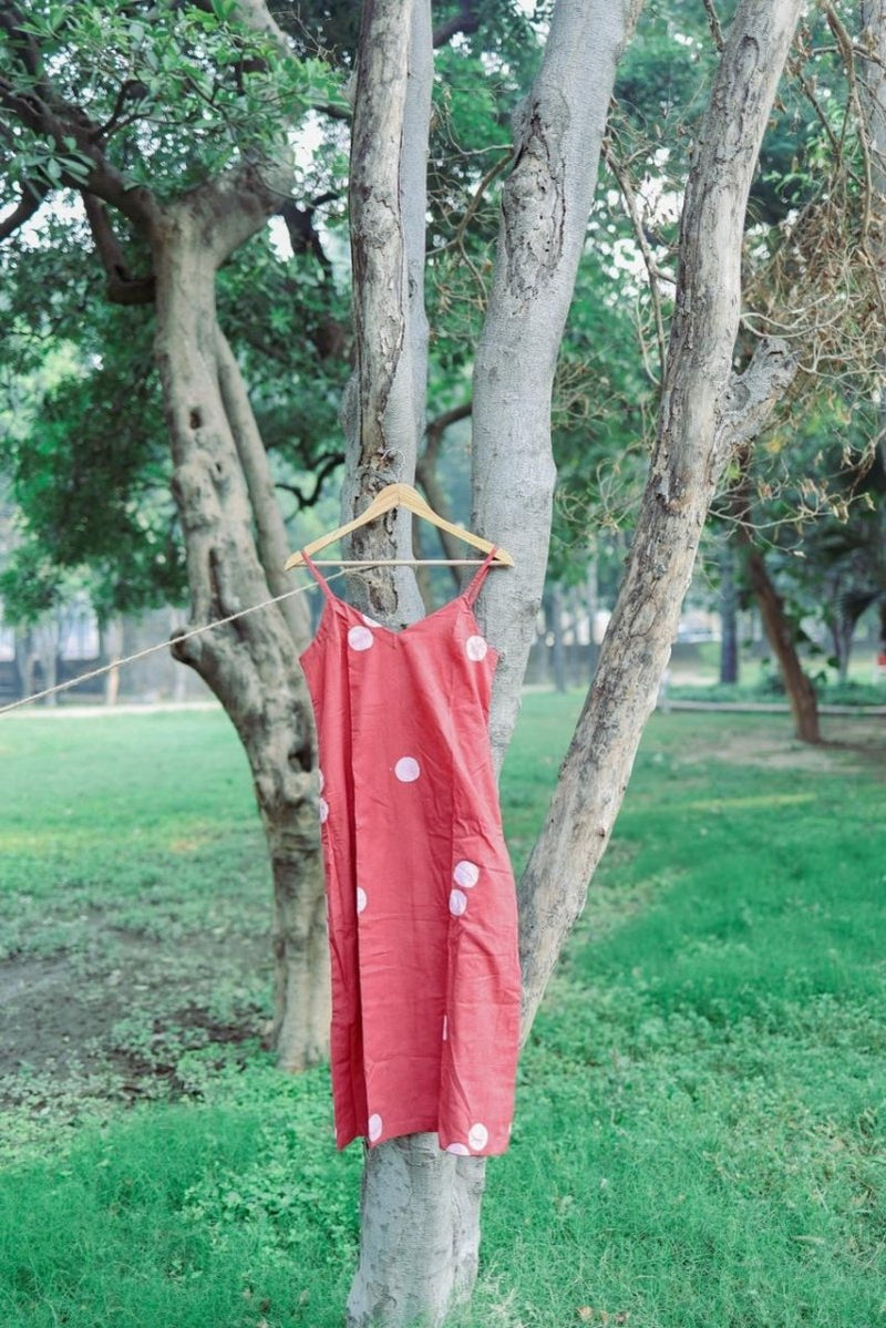 Coral Slip Upcycled Cotton Dress | Verified Sustainable Womens Dress on Brown Living™