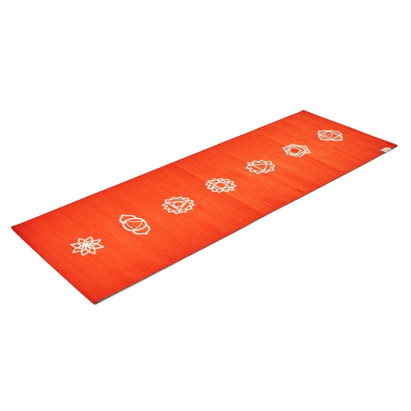 Cotton Yoga Mat - Chakras - High Grip - Orange - 24 inches | Verified Sustainable Yoga Mat on Brown Living™