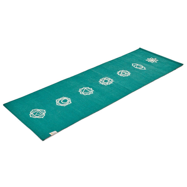 Cotton Yoga Mat - Chakras - High Grip - Teal - 24 inches | Verified Sustainable Yoga Mat on Brown Living™