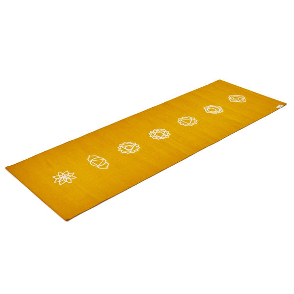 Cotton Yoga Mat - Chakras - High Grip - Yellow - 24 inches | Verified Sustainable Yoga Mat on Brown Living™