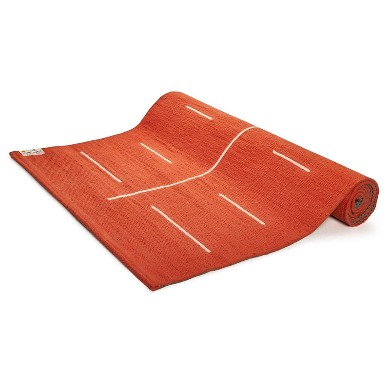 Cotton Yoga Mat - Lotus - High Grip - Orange - 24 inches | Verified Sustainable Yoga Mat on Brown Living™