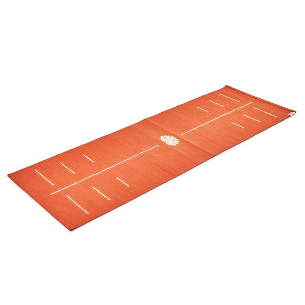 Cotton Yoga Mat - Lotus - High Grip - Orange - 24 inches | Verified Sustainable Yoga Mat on Brown Living™