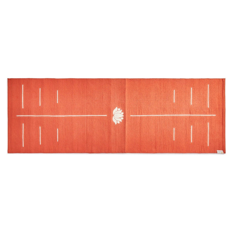 Cotton Yoga Mat - Lotus - High Grip - Orange - 24 inches | Verified Sustainable Yoga Mat on Brown Living™