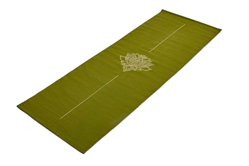 Cotton Yoga Mat - Lotus - Moderate Grip - Green - 27 inches | Verified Sustainable Yoga Mat on Brown Living™