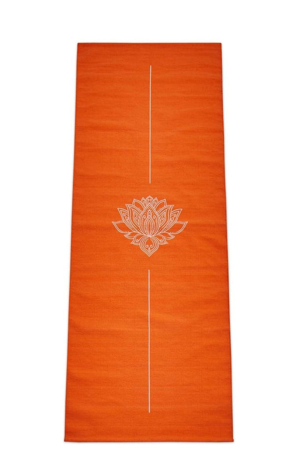 Cotton Yoga Mat - Lotus - Moderate Grip - Orange - 27 inches | Verified Sustainable Yoga Mat on Brown Living™