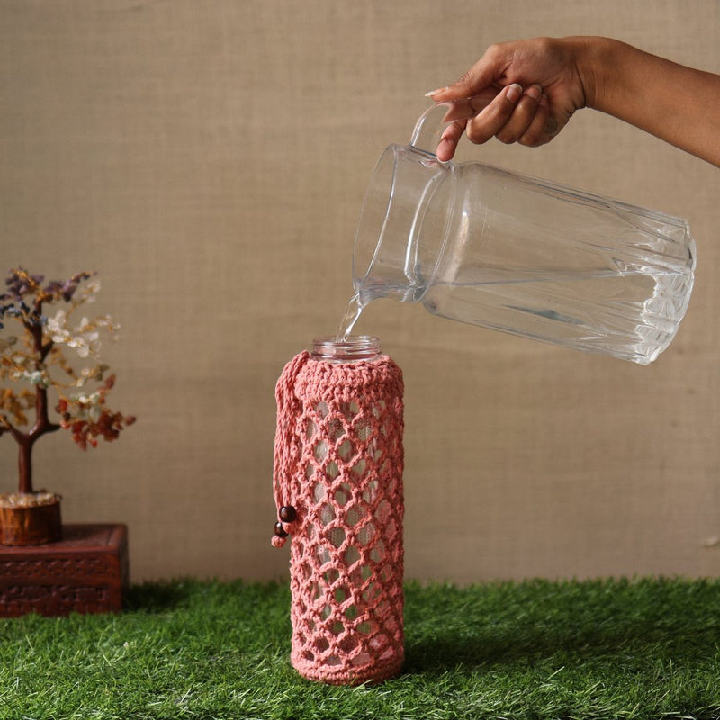 Crochet Web Peach Handmade Bottle Cover | Verified Sustainable Bottles & Sippers on Brown Living™