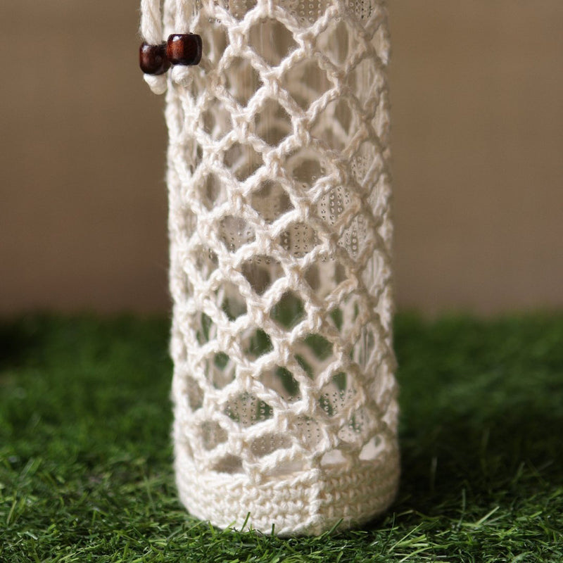 Crochet Web White Handmade Bottle Cover | Verified Sustainable Bottles & Sippers on Brown Living™