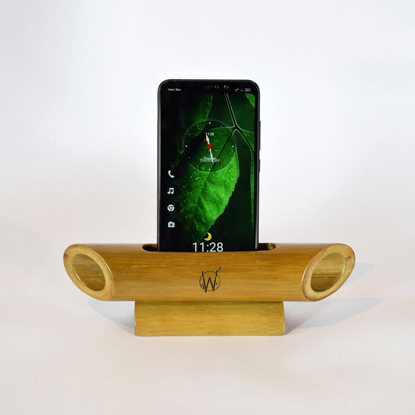 Crosshatch Bamboo Sound Amplifier | Eco - friendly Speaker | Verified Sustainable Desk Accessories on Brown Living™