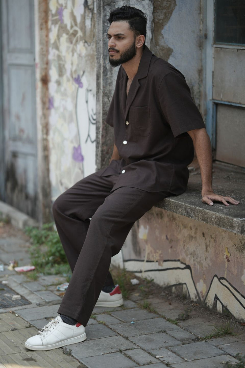 Cubano Cotton Shirt- Java Brown | Verified Sustainable Mens Shirt on Brown Living™