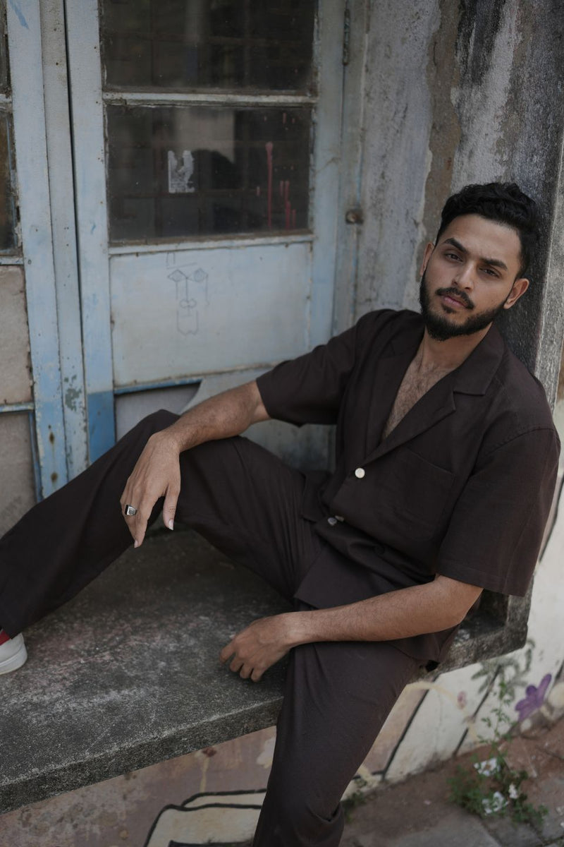 Cubano Cotton Shirt- Java Brown | Verified Sustainable Mens Shirt on Brown Living™