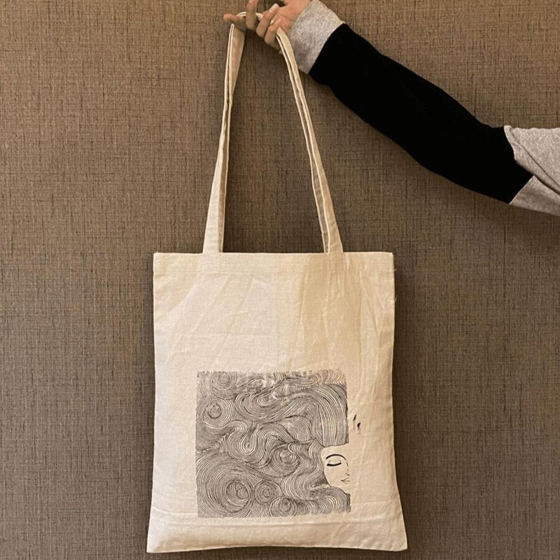 Curly Hair - 100% Cotton Canvas Tote Bag | Verified Sustainable Tote Bag on Brown Living™