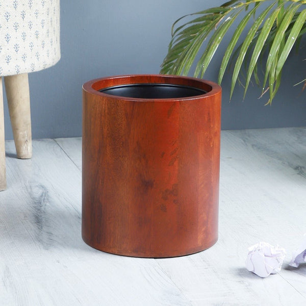 Curvy Wooden Wastebasket Trash Bin | Verified Sustainable Cleaning Supplies on Brown Living™