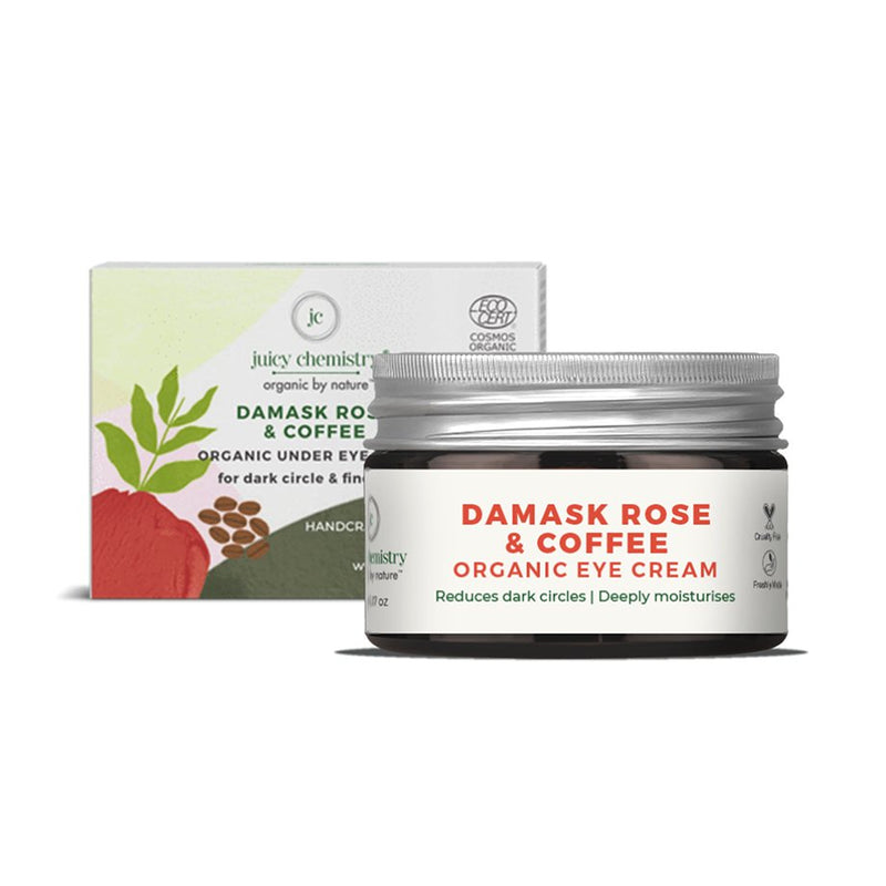 Damask Rose & Coffee Organic Eye Cream - For Dark Circle & Fine lines - 5g | Verified Sustainable Under Eye Gel on Brown Living™