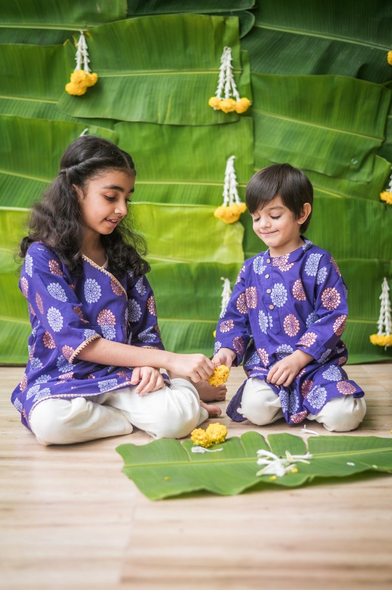 Dazzling Flower - Girls Ethnic Wear | Verified Sustainable Kids Ethnic Sets on Brown Living™