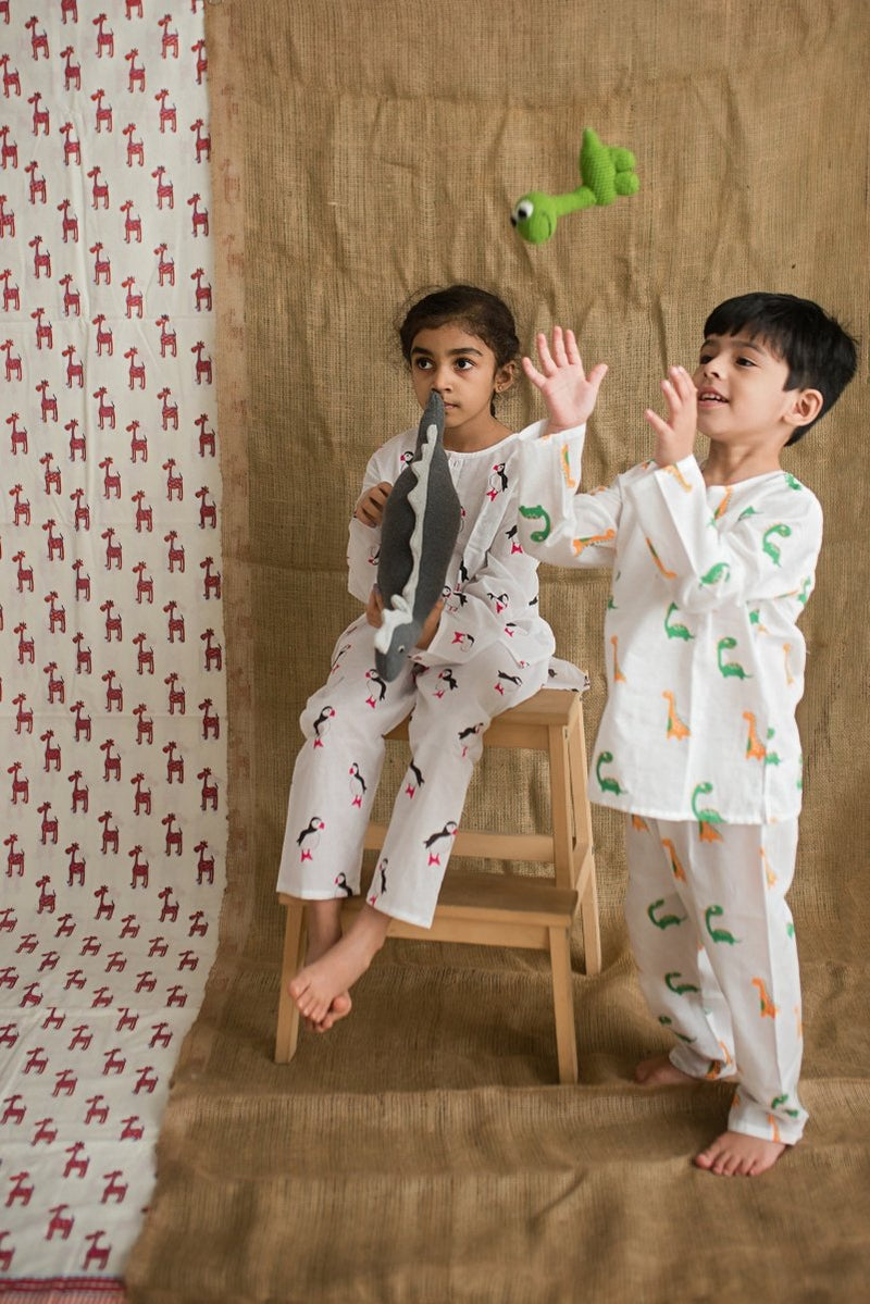 Dino Friends - Unisex Kids Cotton Nightwear | Verified Sustainable Kids Pyjamas on Brown Living™