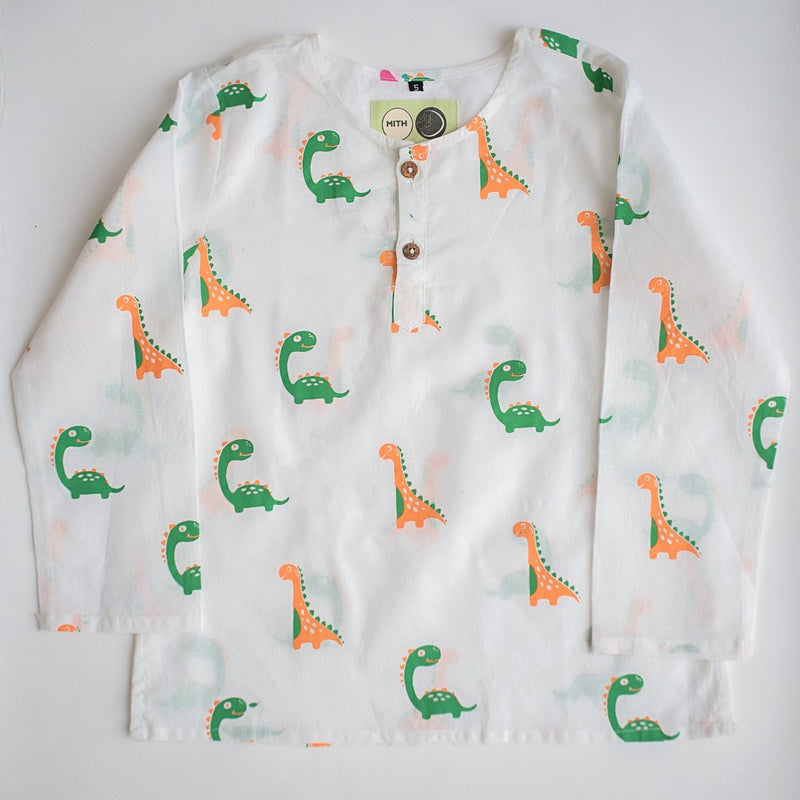 Dino Friends - Unisex Kids Cotton Nightwear | Verified Sustainable Kids Pyjamas on Brown Living™