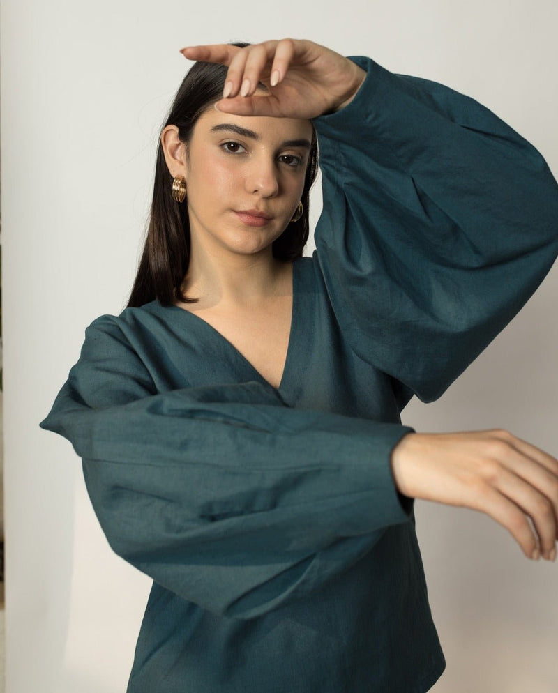 Dramatic Sleeve Hemp Cotton Blouse | Verified Sustainable Womens Shirt on Brown Living™