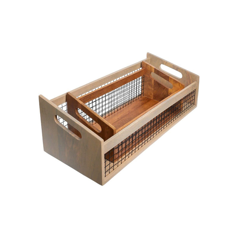 DuoBlend Nested Set of 2 Mango Wood Organizer | Aakriti Ahuja Collection | Verified Sustainable Kitchen Organisers on Brown Living™