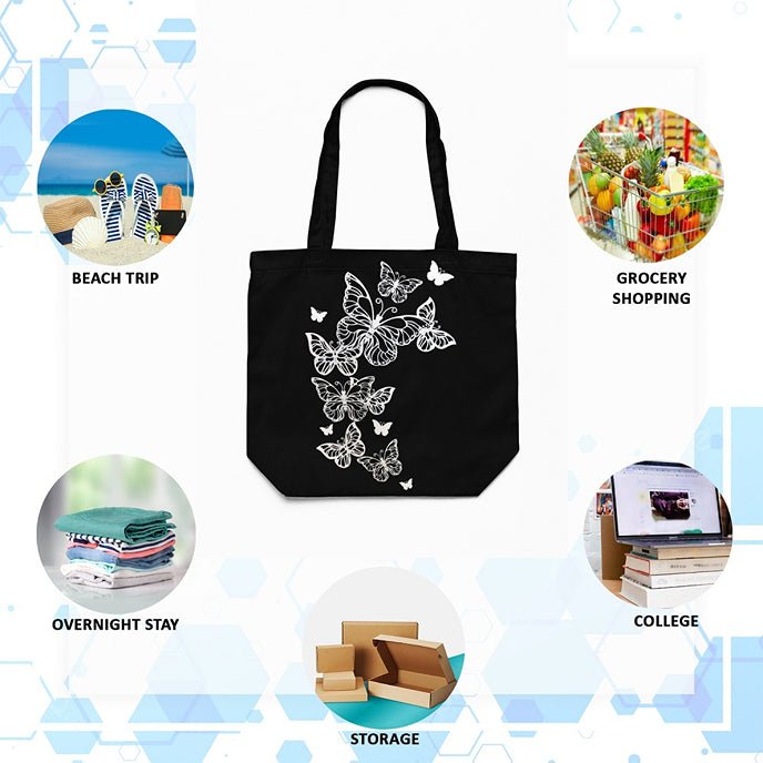 Eco - Friendly Tote Bag for Women with Zip for College & Office - Butterflies | Verified Sustainable Tote Bag on Brown Living™