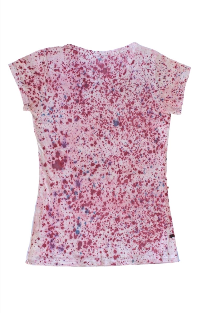 Eco Printed Organic Cotton T - Shirt - Pink Splatter | Verified Sustainable Womens T - Shirt on Brown Living™