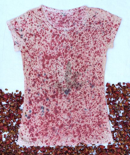 Eco Printed Organic Cotton T - Shirt - Pink Splatter | Verified Sustainable Womens T - Shirt on Brown Living™