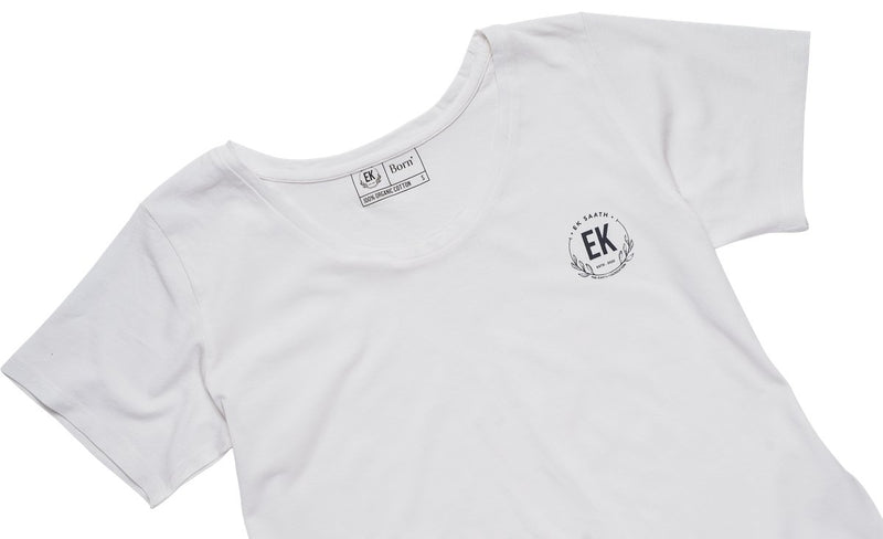 Ek Saath - Womens Organic Cotton T - shirt | White | Verified Sustainable Womens T - Shirt on Brown Living™