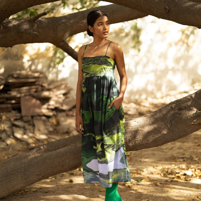 Ella Green Upcycled Cotton Dress | Verified Sustainable Womens Dress on Brown Living™