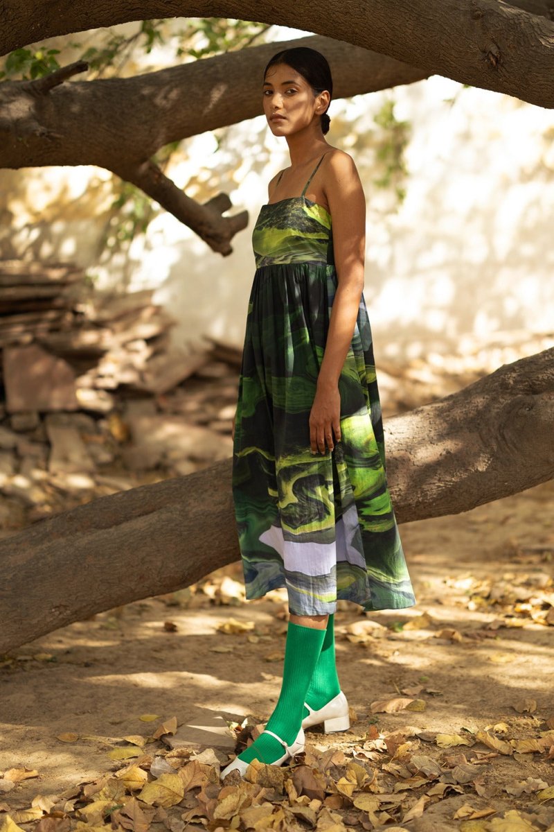 Ella Green Upcycled Cotton Dress | Verified Sustainable Womens Dress on Brown Living™