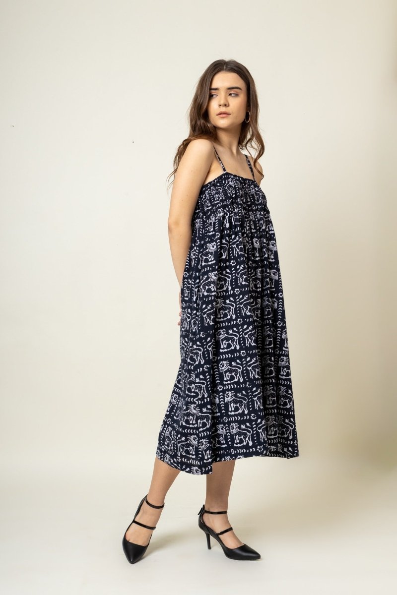 Ella Printed Upcycled Cotton Dress | Verified Sustainable Womens Dress on Brown Living™