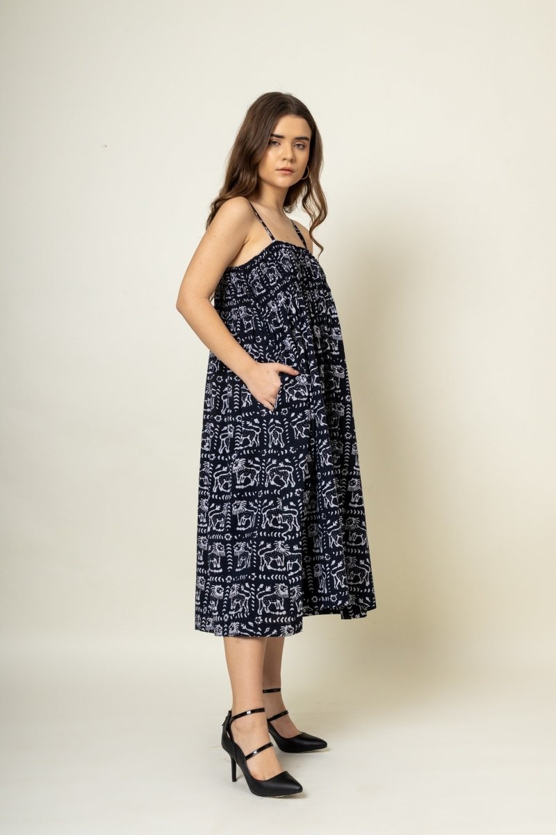 Ella Printed Upcycled Cotton Dress | Verified Sustainable Womens Dress on Brown Living™