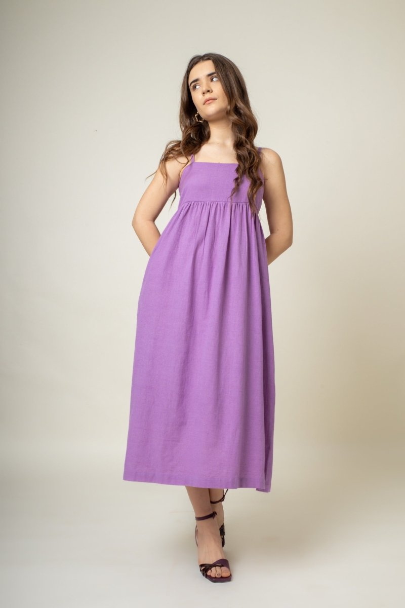 Ella Purple Organic Cotton Dress | Verified Sustainable Womens Dress on Brown Living™