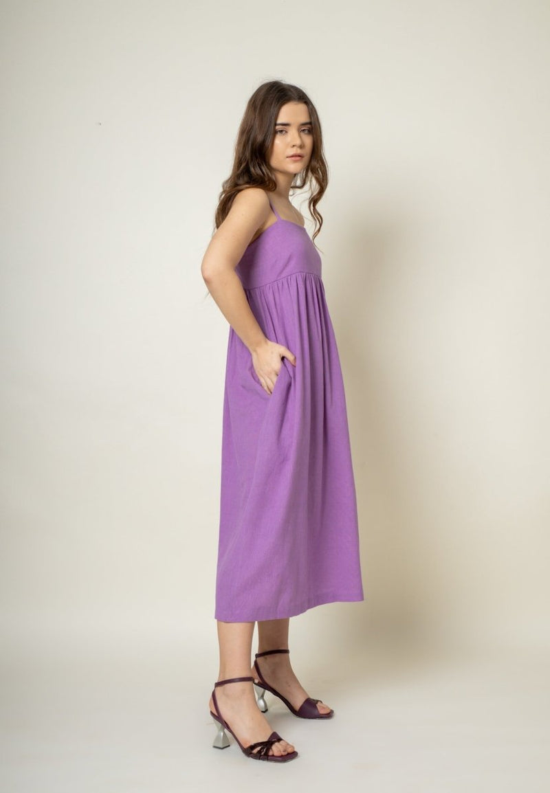 Ella Purple Organic Cotton Dress | Verified Sustainable Womens Dress on Brown Living™