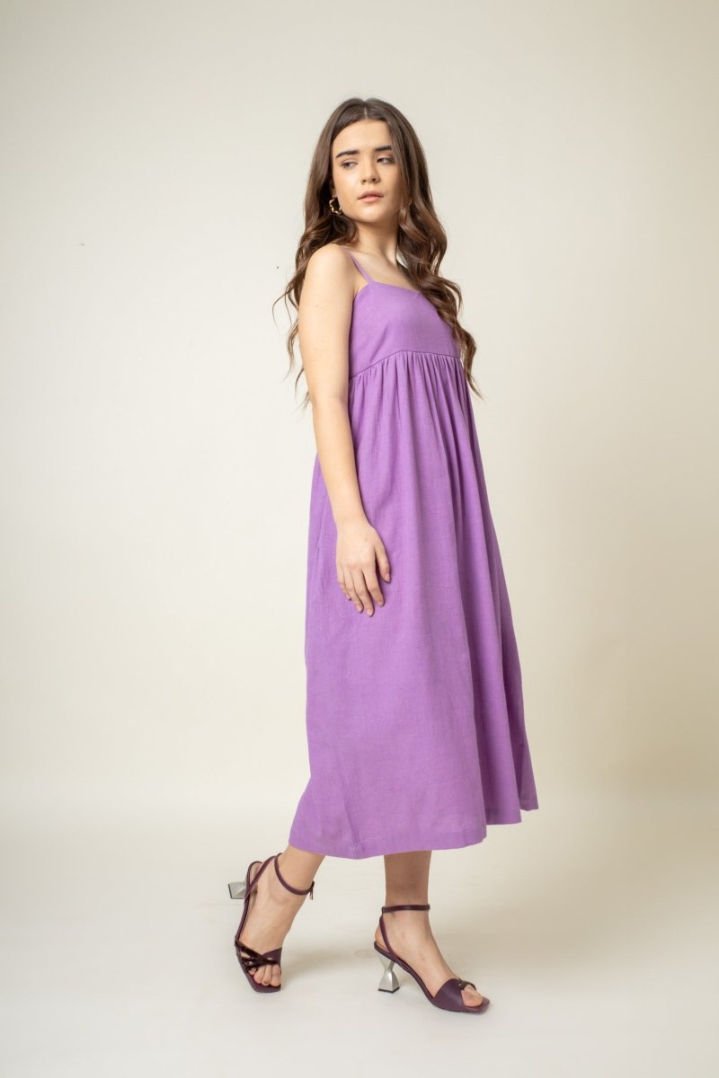 Ella Purple Organic Cotton Dress | Verified Sustainable Womens Dress on Brown Living™