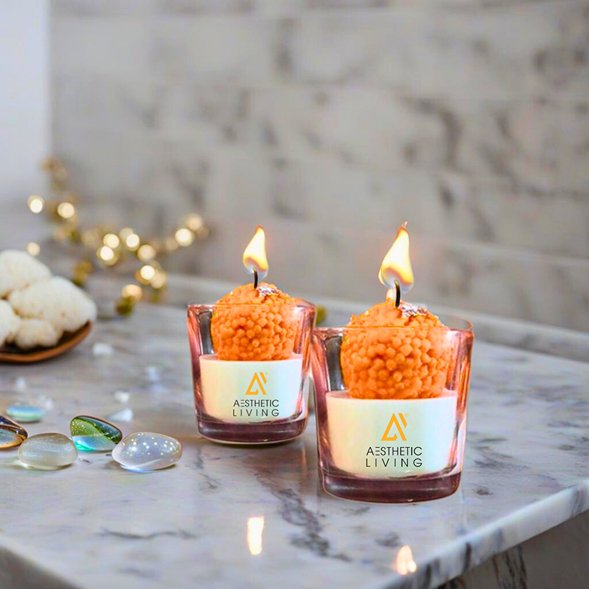 Festive Motichoor Laddoo Soywax Candle - Jasmine | Verified Sustainable Candles Fragrances on Brown Living™