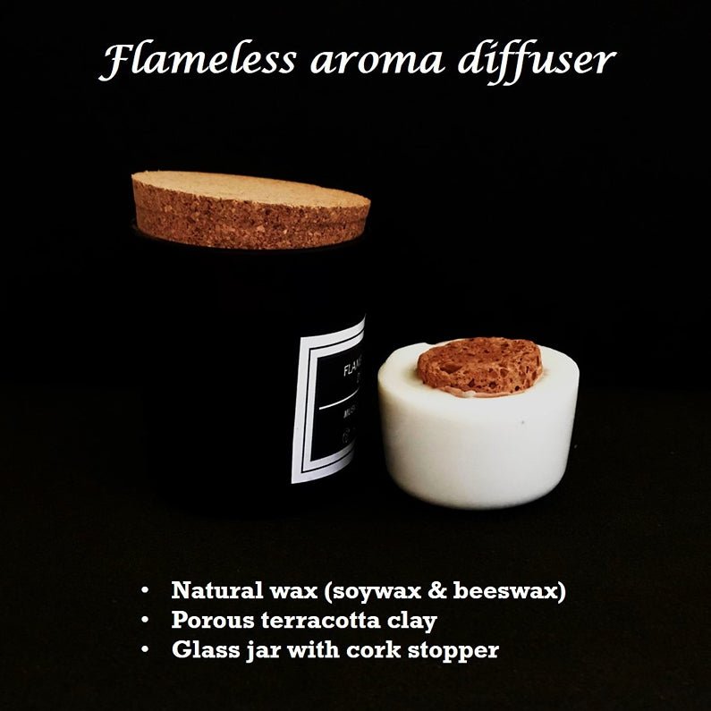 Flameless Terracotta Aroma Diffuser with Cork Lid - Black Jar - Citrus Fresh Fragrance | Verified Sustainable Candles & Fragrances on Brown Living™