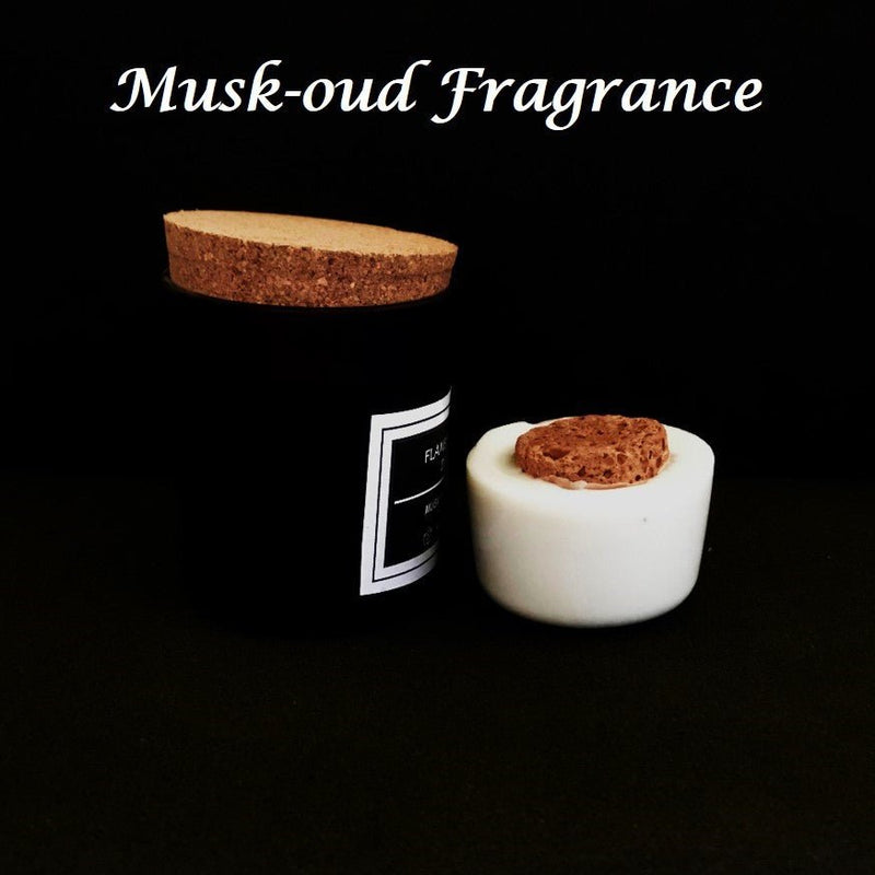 Flameless Terracotta Aroma Diffuser with Cork Lid - Black Jar - Musk Oud Fragrance | Verified Sustainable Candles & Fragrances on Brown Living™